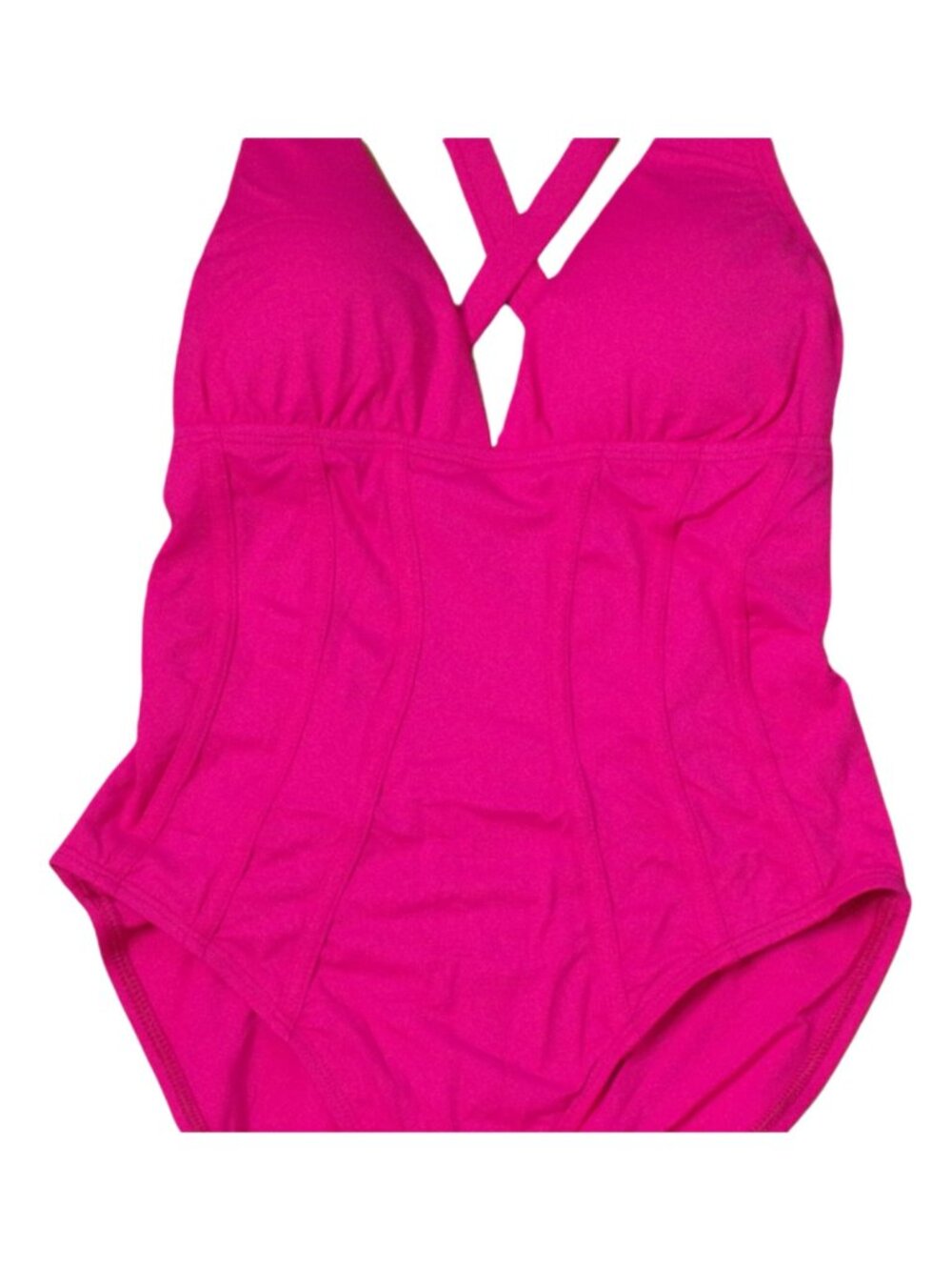 🆕LA BLANCA Island Goddess Plunge One Piece Swimsuit Fuchsia Bright Pink 8 - Picture 2 of 7